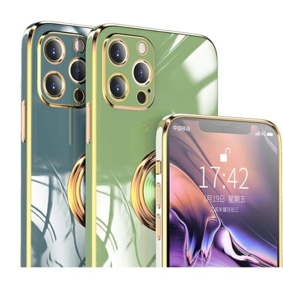 iPhone 11 Pro Max Case Ring Holder Case Gold Edge TPU Protective 6.5 Inch s6 - Picture 4 of 6